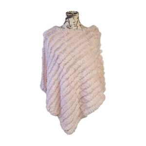 Vintage Studio 512 Rabbit Fur Wool Blend Knit Pink Poncho One Size Pullover